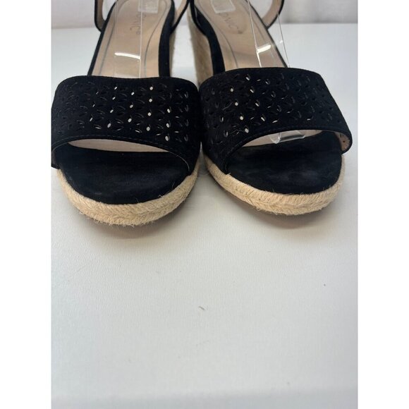 Vionic Womens Ariel Wedge Sandal Black Size 10M Suede Leather - Picture 10 of 15